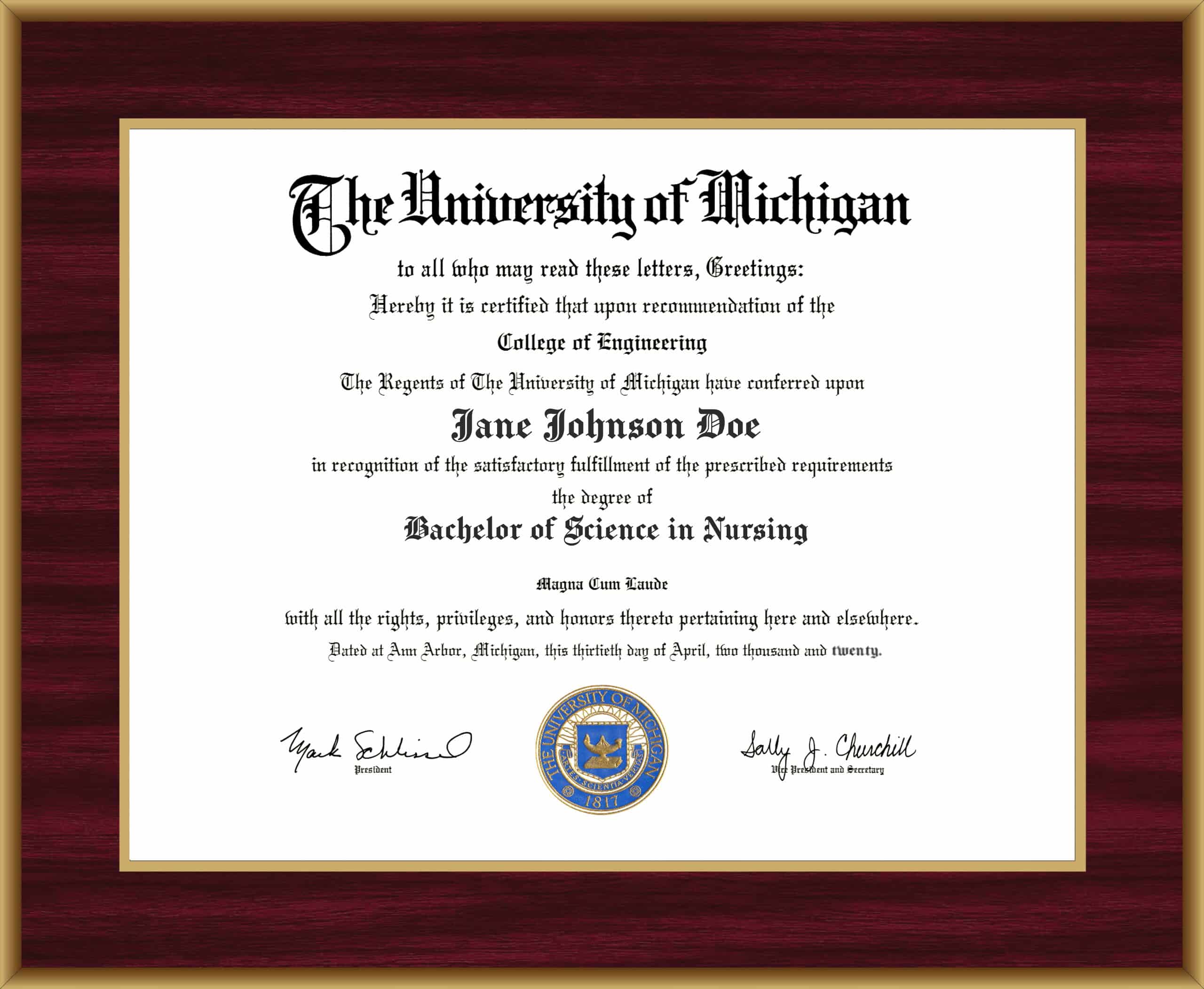 university degree certificate