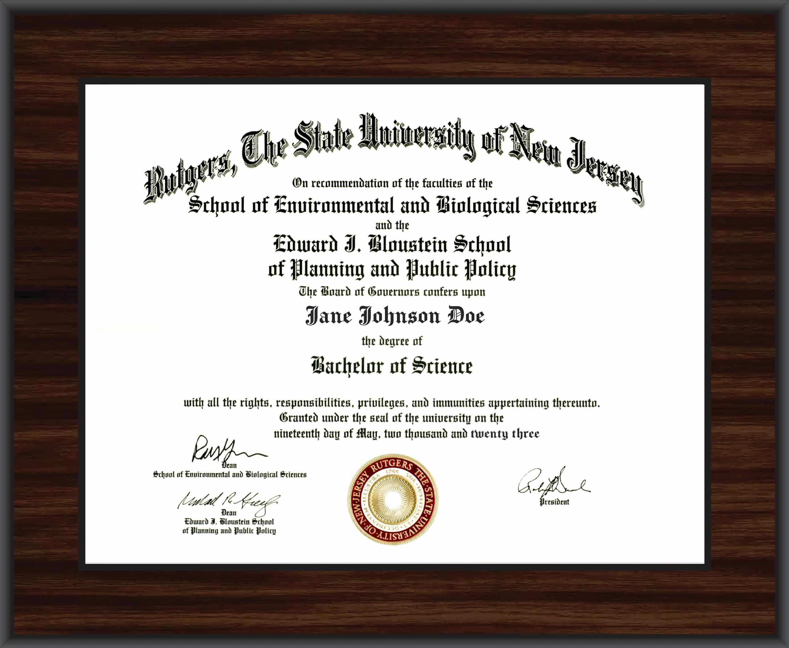 Walnut wood plaque sample with black border - diploma plaque laminators - Certificate plaques